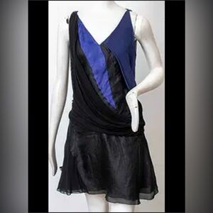 Nina Ricci Asymmetrical Black and Blue Dress